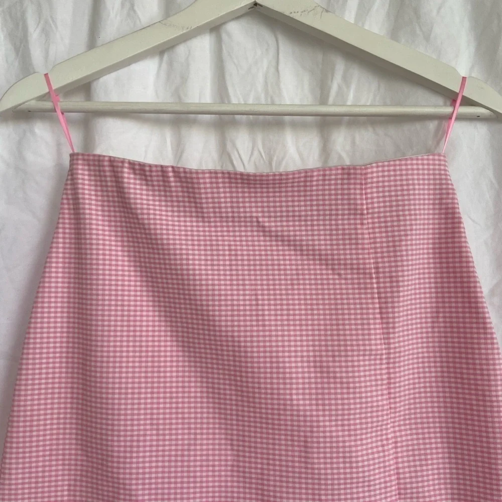 TOPSHOP pink mini single layered plaid skirt Size 4 NEW - Picture 7 of 12